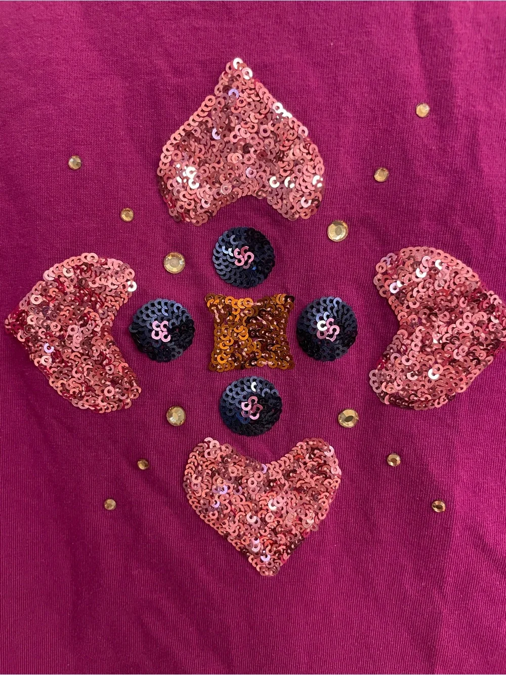 Gymboree Magenta Sequin Heart & Floral Short Sleeve Tee